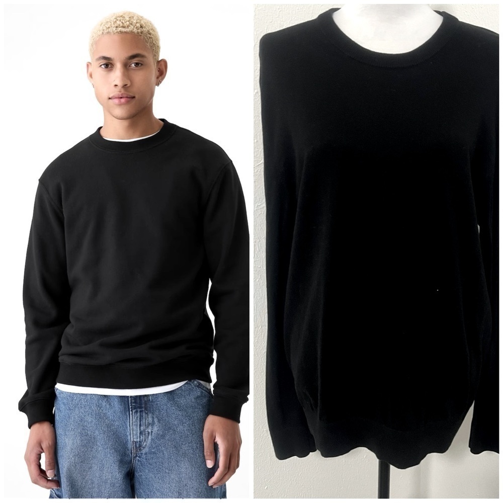 GAP Mens Medium Pullover Black Crewneck Long Sleeve Sweater Preppy Business EUC